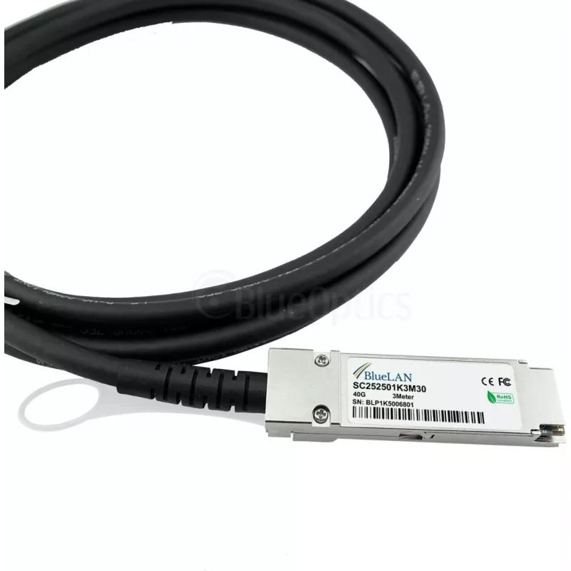 BlueOptics Cabo Direct Attach QSFP BlueLAN compatível com MikroTik Q+DA0003, 40GBASE-CR4, 30AWG, 3m