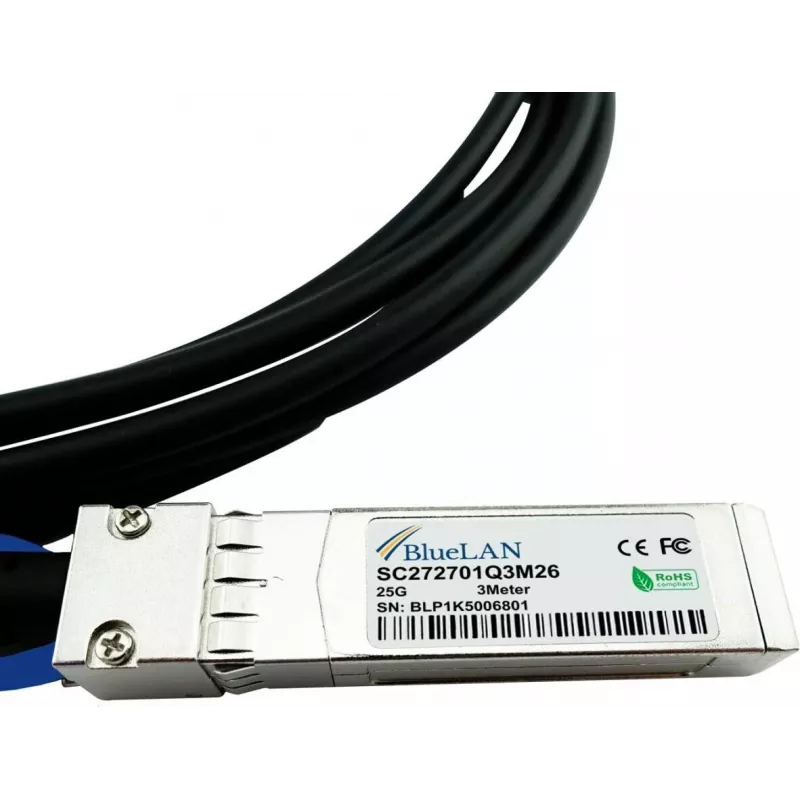 Cabo de cobre direct attach BlueOptics Supermicro CBL-NTWK-0944-SS28C50M compatível com BlueLAN 25GBASE-CR SFP28 passivo, 5m, AWG26