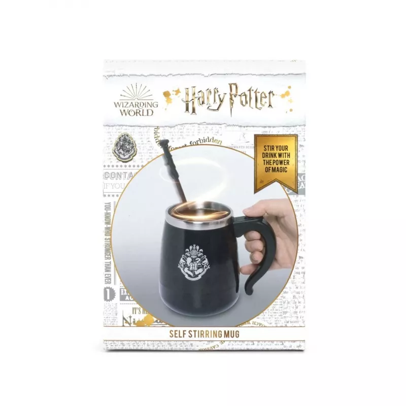 Caneca com colher de auto-mistura Harry Potter BlueSkyStudios 350 ml preta
