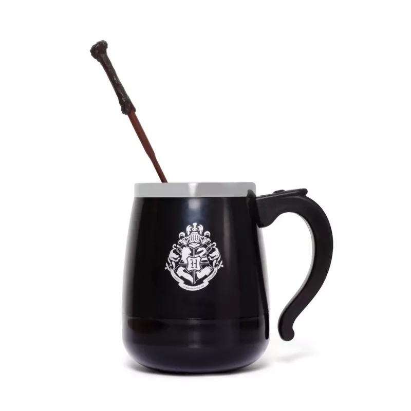 Caneca com colher de auto-mistura Harry Potter BlueSkyStudios 350 ml preta