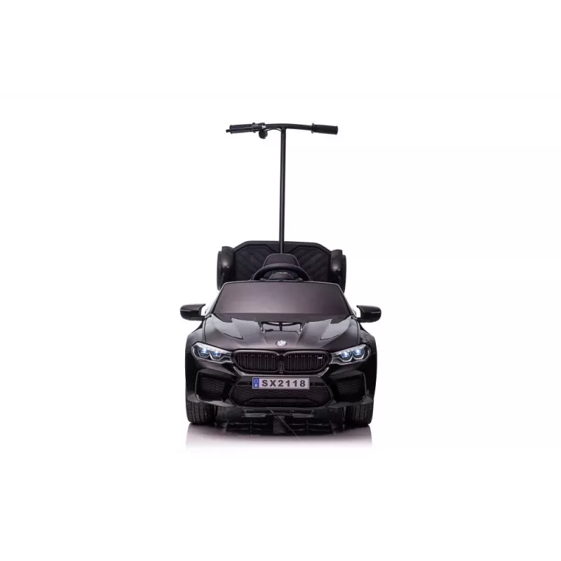 BMW M5 carro a pilhas com plataforma para pais preto lacado