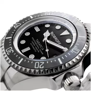 Relógio de quartzo analógico de homem BOBROFF BF001 44mm bracelete de couro preto