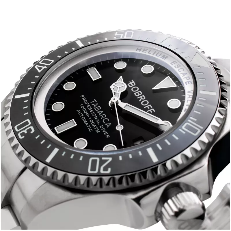 Relógio de quartzo analógico de homem BOBROFF BF001 44mm bracelete de couro preto