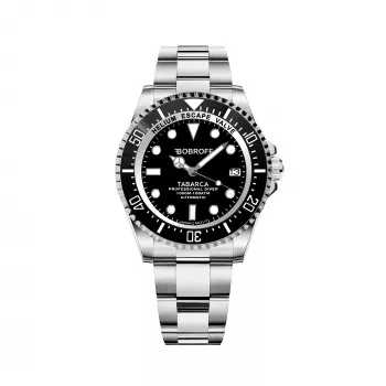 BOBROFF MAN BF0001J1 relógio analógico de quartzo 44mm mostrador preto bracelete de pele