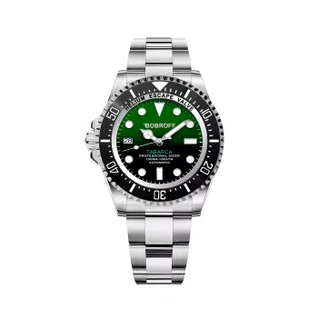 Relógio de pulso analógico de quartzo de homem BOBROFF BF0002i 42mm mostrador preto bracelete de pele
