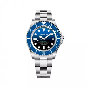BOBROFF MAN BF0003J1ba relógio analógico de quartzo de 44mm - mostrador preto, bracelete de pele