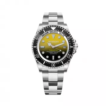 Relógio analógico de quartzo de homem BOBROFF BF0008 44mm aço inoxidável mostrador preto bracelete de pele
