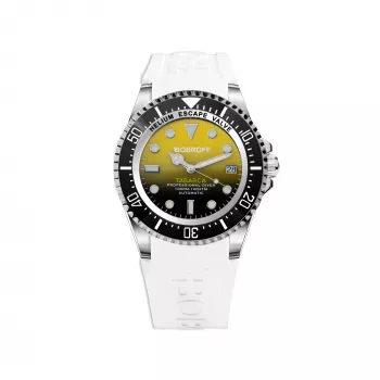 BOBROFF MAN BF0008-BFSTB Relógio de quartzo analógico 44 mm aço inoxidável couro preto