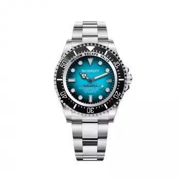 BOBROFF MAN BF0009 Relógio analógico de quartzo 44mm - Mostrador preto, Bracelete de pele preta