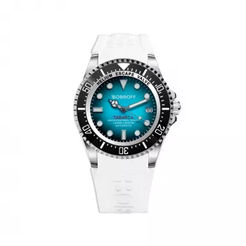 Relógio de pulso analógico de quartzo de homem BOBROFF MAN BF0009-BFSTB 44mm - caixa de aço inoxidável, bracelete de pele castanha