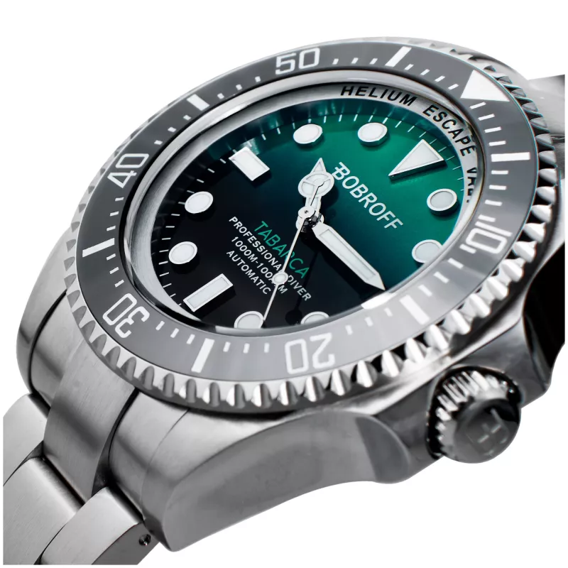 BOBROFF MAN BF002 Relógio de pulso analógico de quartzo 44mm bracelete de pele preta