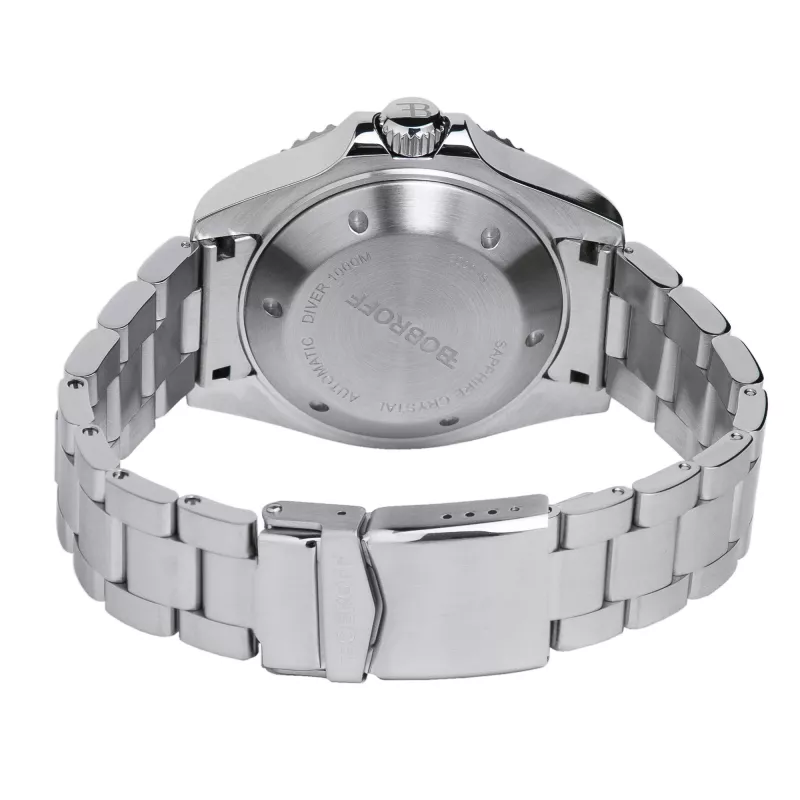 BOBROFF MAN BF002 Relógio de pulso analógico de quartzo 44mm bracelete de pele preta