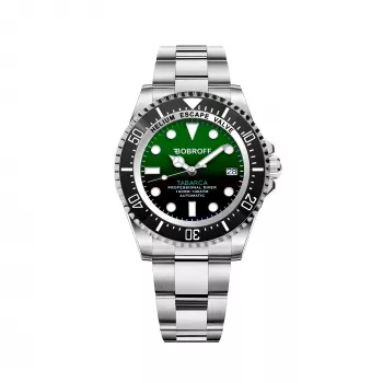 BOBROFF MAN BF002 Relógio de pulso analógico de quartzo 44mm bracelete de pele preta