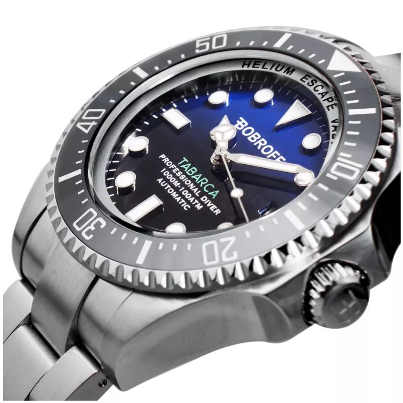 BOBROFF MAN BF003 Relógio de Quartzo Analógico 44mm Mostrador Preto Pulseira de Pele Genuína