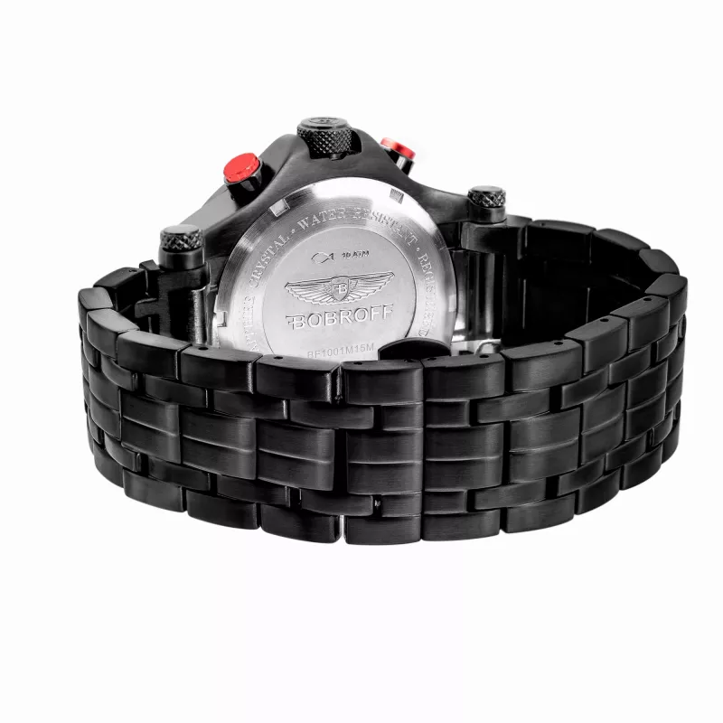 BOBROFF MAN BF1001M41M 44mm relógio de quartzo de aço inoxidável