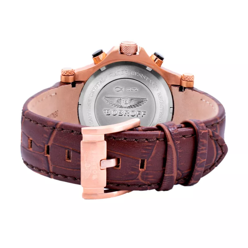 BOBROFF MAN BF1001M65 relógio analógico de quartzo 44mm mostrador preto bracelete de pele