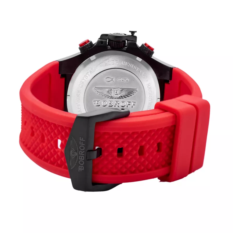 Relógio analógico de quartzo BOBROFF MAN BF1002M14 42mm mostrador preto bracelete de pele