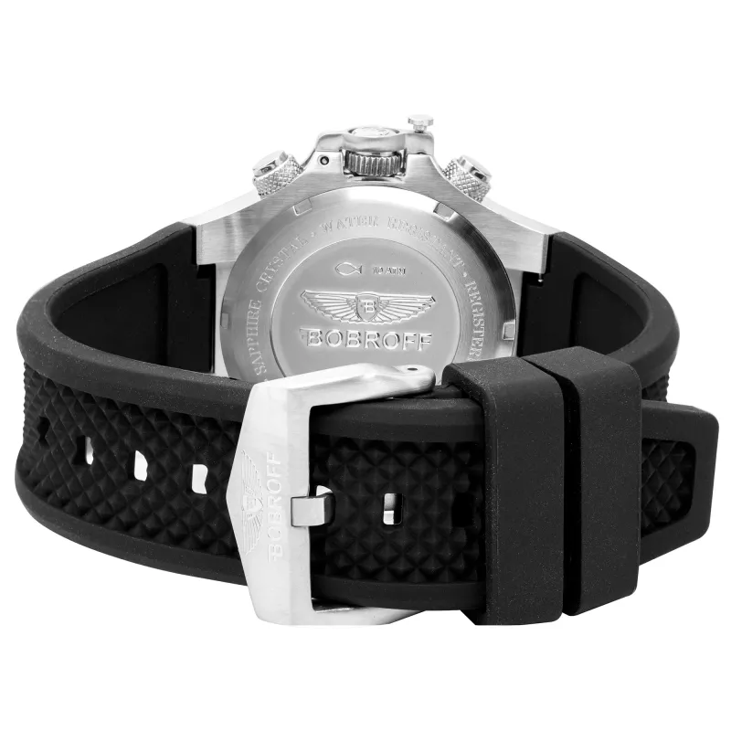 BOBROFF MAN BF1002M20 relógio analógico de quartzo 43mm mostrador preto bracelete de pele