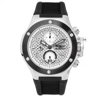BOBROFF MAN BF1002M20 relógio analógico de quartzo 43mm mostrador preto bracelete de pele