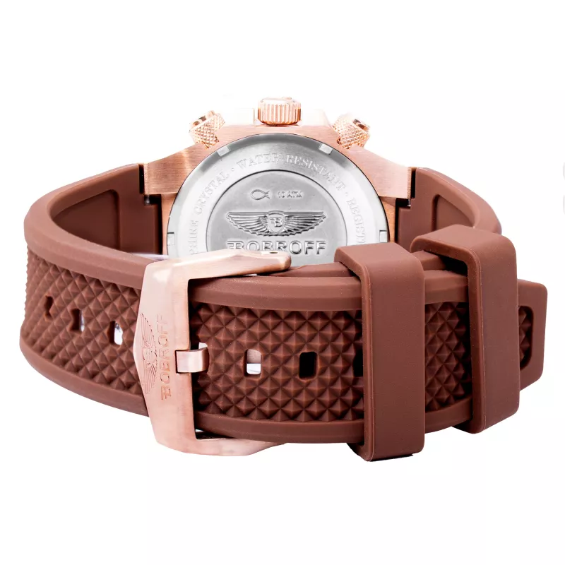 BOBROFF MAN BF1002M65 43mm relógio de homem analógico de quartzo mostrador preto caixa de aço inoxidável em tom prateado bracelete de pele preta