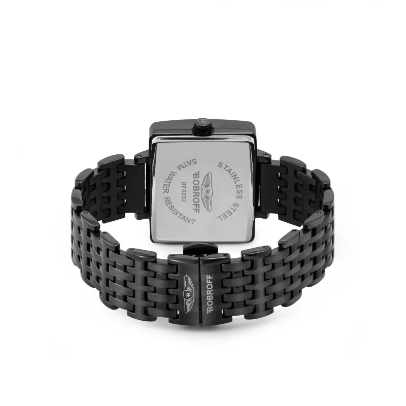 BOBROFF relógio de senhora analógico de quartzo BF0032 36mm mostrador branco bracelete de pele preta