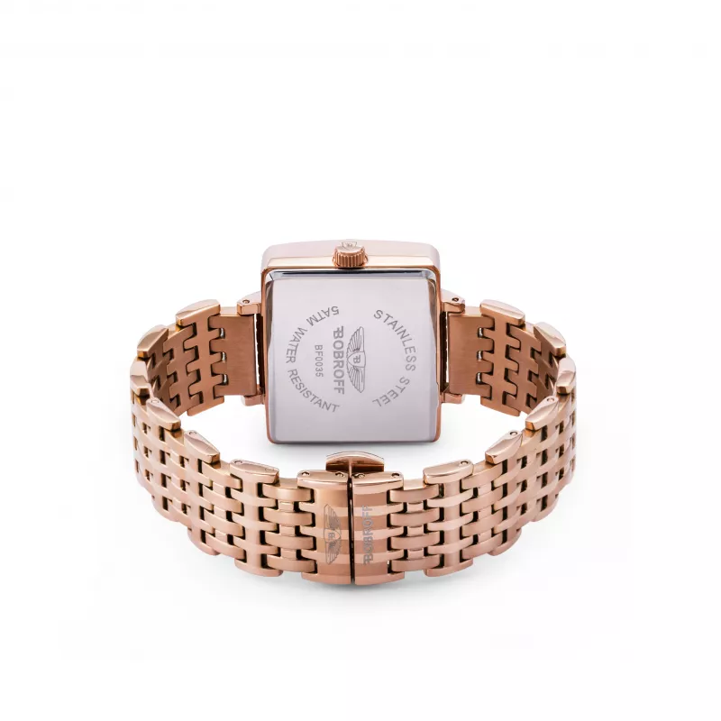 BOBROFF Woman BF0035 relógio analógico de quartzo 36mm mostrador prateado bracelete de pele preta