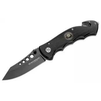 Boker Magnum USN Seals Faca 01MB856 Faca tática de lâmina fixa, aço inoxidável 440A Clip Point com fio combinado, cabo G-10, bainha Kydex, preto