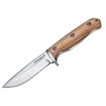 Faca dobrável Boker Magnum Zebra Drop 02SC337, lâmina drop-point em aço inoxidável 440A, cabo em madeira de zebrano, Liner Lock, faca de bolso EDC