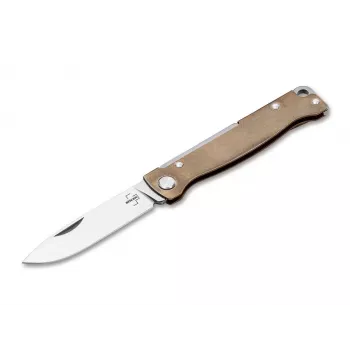 Boker Plus Atlas Brass Navalha dobrável lâmina D2 Frame Lock EDC