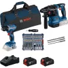 Bosch 18V Professional Conjunto Martelo perfurador GBH 18V-22 + Berbequim aparafusador GSR 18V-45 - (azul/preto, 2x bateria Li-Ion 4.0Ah, broca para martelo e conjunto de pontas, bolsa de ferramentas) (0615V0003D)