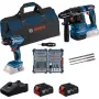 Bosch 18V Professional Conjunto Martelo perfurador GBH 18V-22 + Berbequim aparafusador GSR 18V-45 - (azul/preto, 2x bateria Li-Ion 4.0Ah, broca para martelo e conjunto de pontas, bolsa de ferramentas) (0615V0003D)