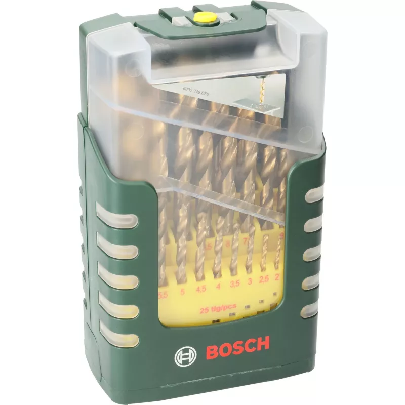 Bosch 2607017154 conjunto de brocas helicoidais HSS 25 peças revestidas a TiN haste cilíndrica