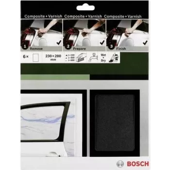 Bosch Accessories 2609256C47 Conjunto de lixa manual, grão 240/400/600, 230 x 280 mm, 1 conjunto