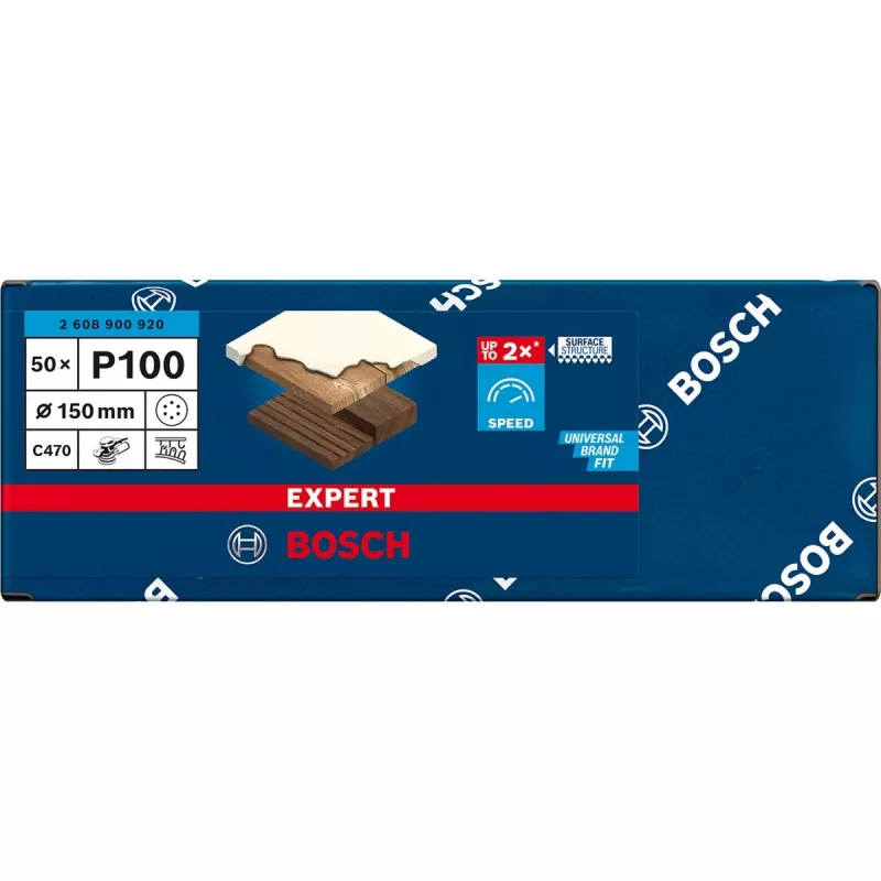 Disco de lixar Bosch EXPERT C470 150 mm grão 100, pack de 50 2608900920