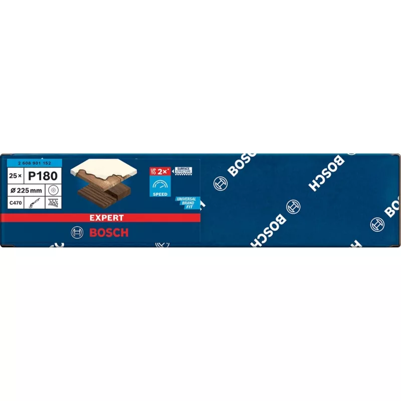 Folha de lixa Bosch Expert C470, 225 mm, grão 180, pack de 25 para lixadoras de pladur