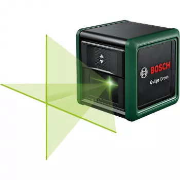 Bosch Home and Garden Quigo Green Conjunto de Laser de Linhas Cruzadas com Grampo, Placa Adaptadora e Tripé de Alumínio de 1,1 m 0603663CZ1