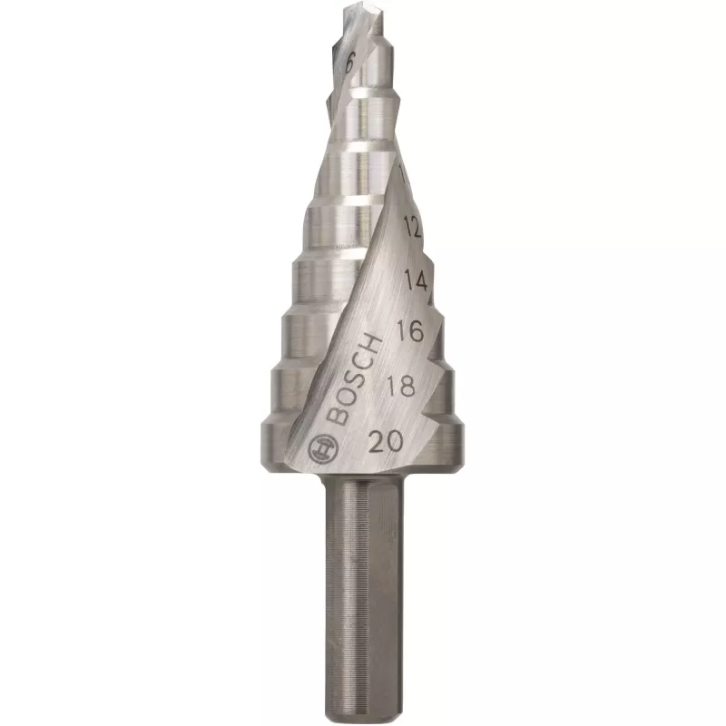 Bosch Broca escalonada HSS 4-20 mm, haste de 3 faces, 70,5 mm de comprimento 2608597519