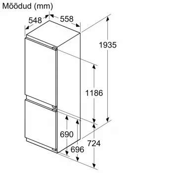 Bosch KIN96SFD0 Frigorífico-congelador totalmente integrado com VitaFresh pro 0°C, NoFrost, 387L, classe energética D, 35 dB