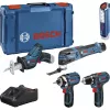 Bosch Power Tools 12V conjunto de ferramentas de 5 peças GOP + GSR + GDR + GSA + GLI (azul, 3x bateria Li-Ion 2,0 Ah)