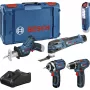 Bosch Power Tools 12V conjunto de ferramentas de 5 peças GOP + GSR + GDR + GSA + GLI (azul, 3x bateria Li-Ion 2,0 Ah)