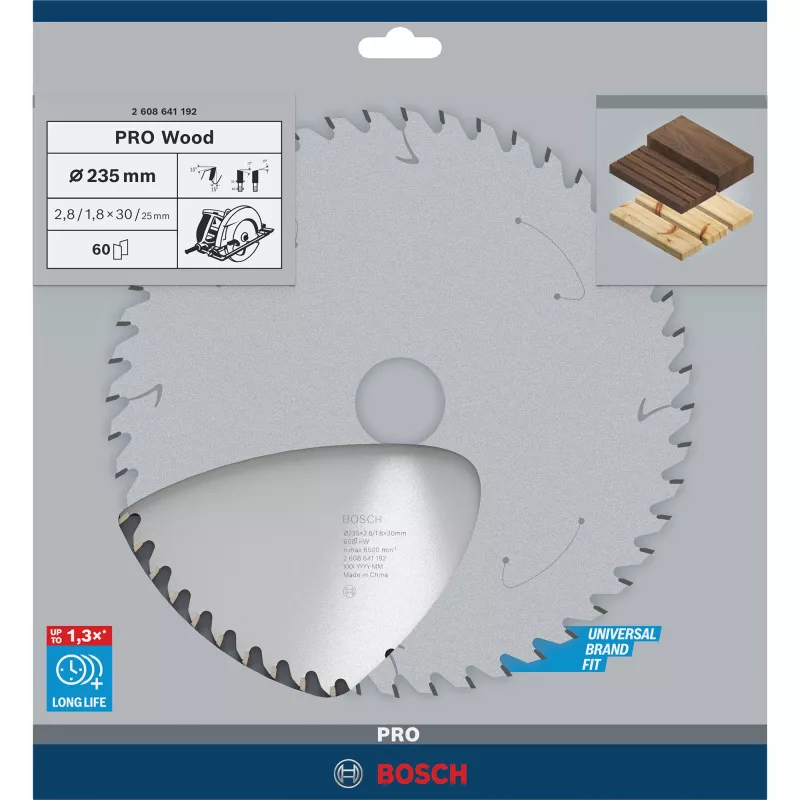 Lâmina de serra circular para madeira Bosch Power Tools PRO 235 mm, 60 dentes, furo 30 mm para serras circulares manuais