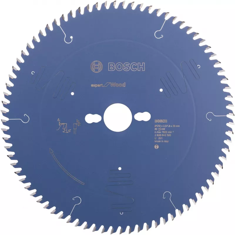 Lâmina de serra circular Bosch PowerTools Expert for Wood 250 mm, 80 dentes, furo 30 mm, ATB, para serras de mesa