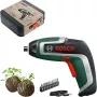 BOSCH Powertools IXO 7 Anniversary Set 3,6V Aparafusadora a bateria (Verde/Preto, Li-Ion 2,0Ah, conjunto de pontas, bolas de sementes, caixa)