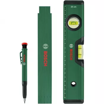 Bosch PowerTools conjunto de marcadores, 3 peças (verde/preto) – marcador de profundidade, marcador universal e lápis de carpinteiro