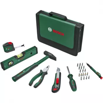 Conjunto de ferramentas manuais universais BOSCH Powertools, 25 peças (verde, com bolsa de ferramentas)