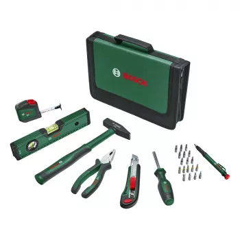 Conjunto de ferramentas manuais universais BOSCH Powertools, 25 peças (verde, com bolsa de ferramentas)