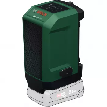 BOSCH POWERTOOLS UniversalSpeaker 18V-1 (verde/preto, Bluetooth, USB-C, ferramenta sem bateria, POWER FOR ALL ALLIANCE)