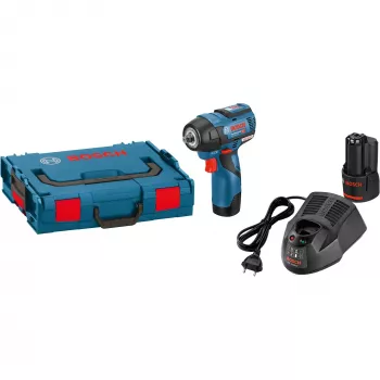 Chave de impacto sem fio Bosch Professional GDS 12V-115 com 2x baterias de iões de lítio 3,0 Ah, L-BOXX
