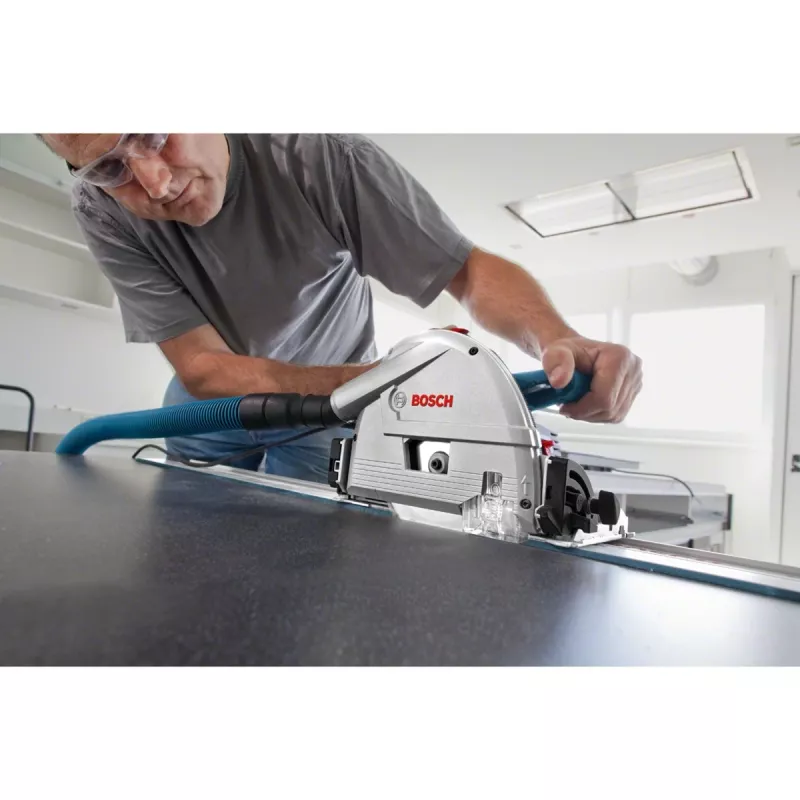 Serra de imersão Bosch Professional GKT 55 GCE com calha de guia FSN 1400, 1400 W, azul, L-BOXX