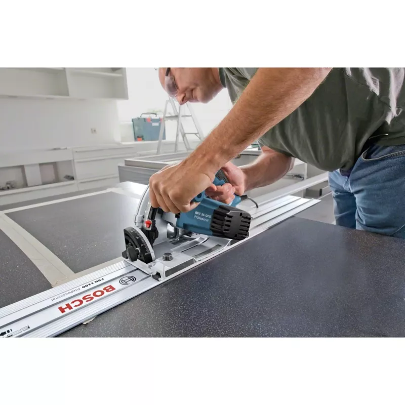 Serra de imersão Bosch Professional GKT 55 GCE com calha de guia FSN 1400, 1400 W, azul, L-BOXX